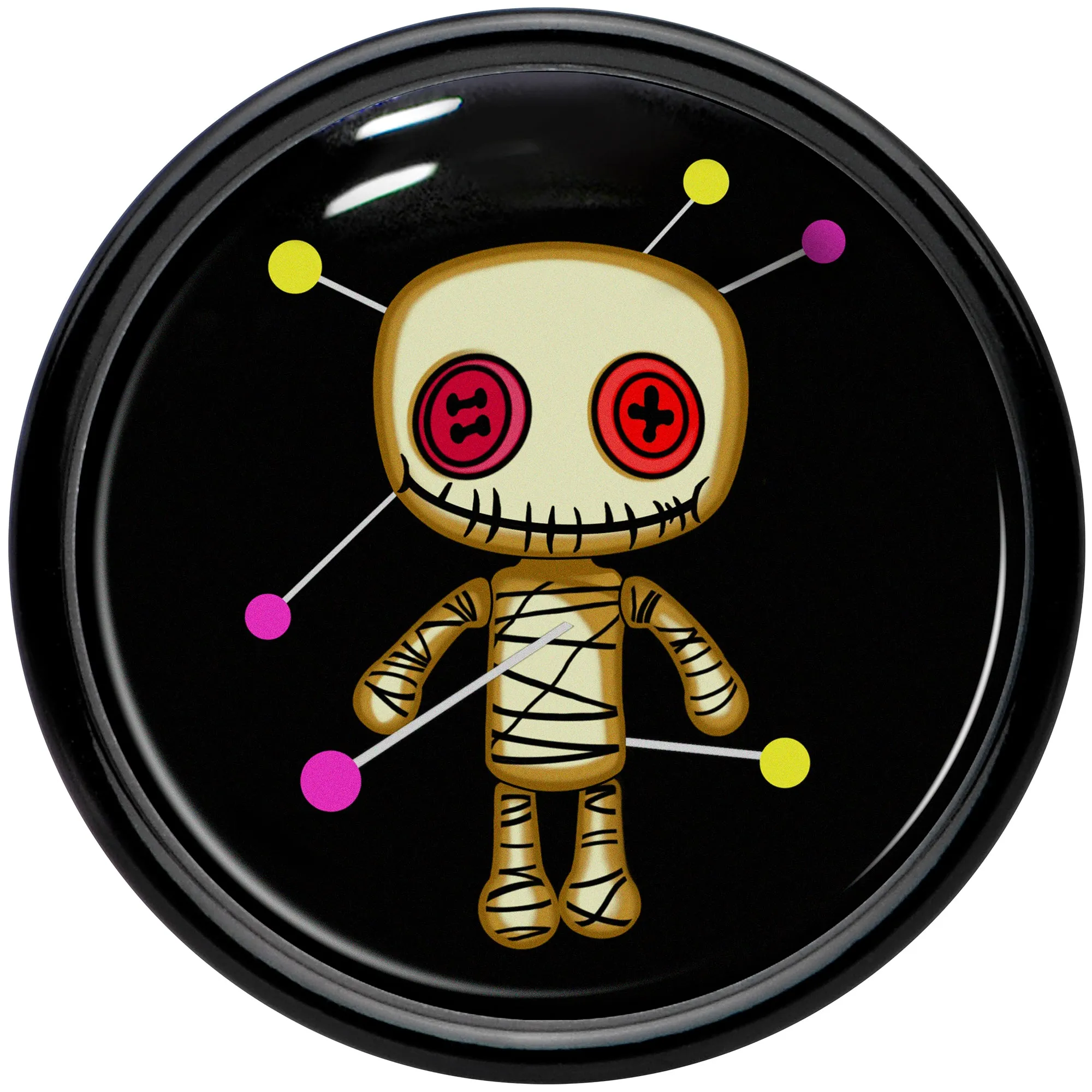 0 Gauge Voodoo Doll Black Acrylic Saddle Plug Set