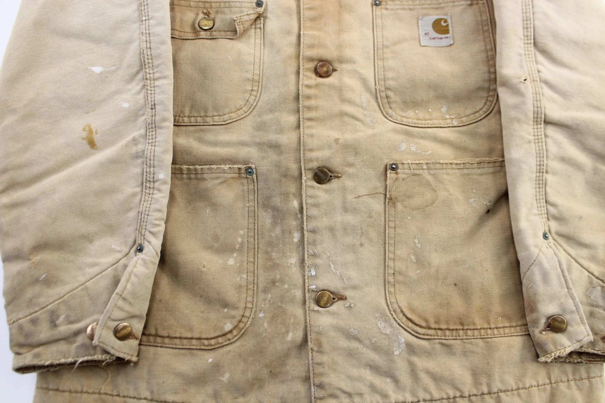 70's Carhartt Logo Patch Tan Chore Jacket