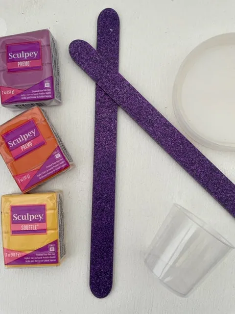 Acrylic Popstick Stirring Stick / Depth Guide Pair Large 2 Sided Glitter Violet