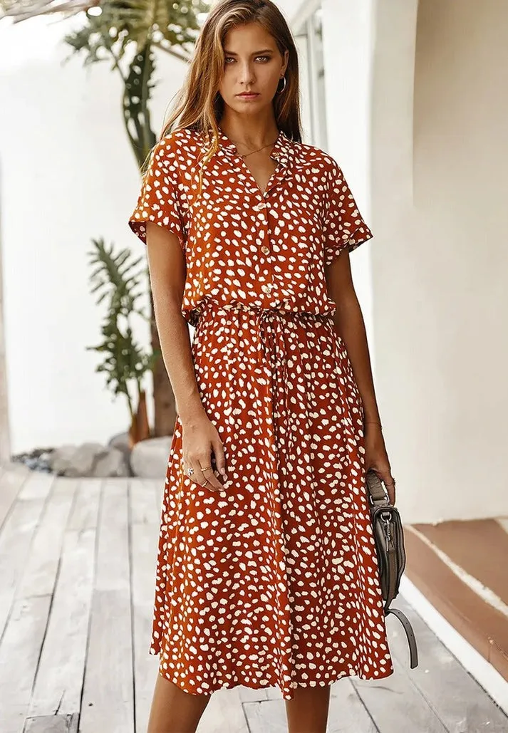 Amber Printed V-Neck Dress