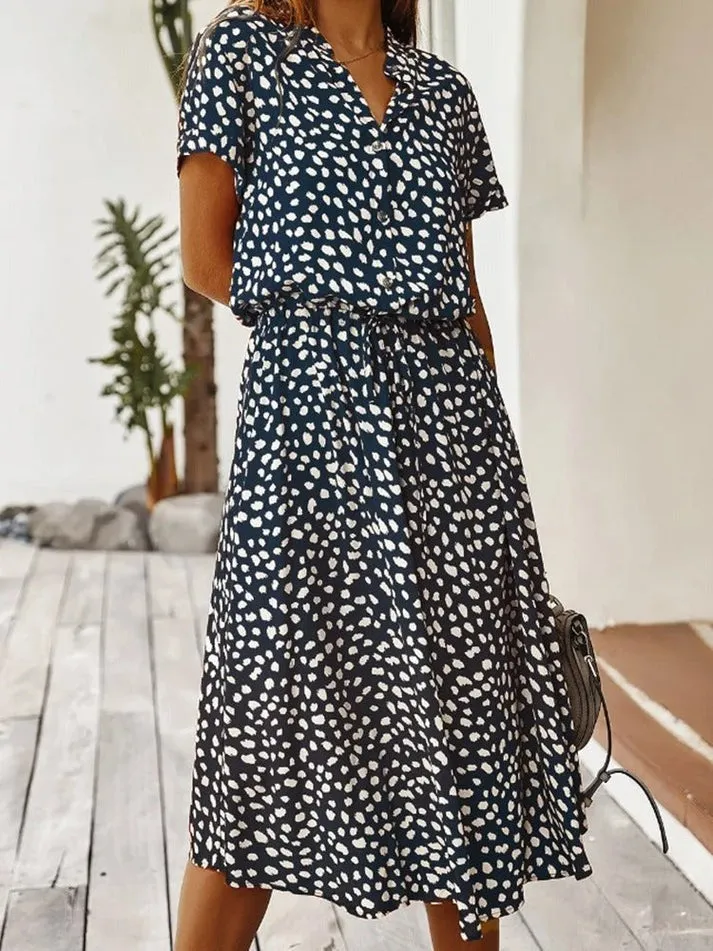 Amber Printed V-Neck Dress