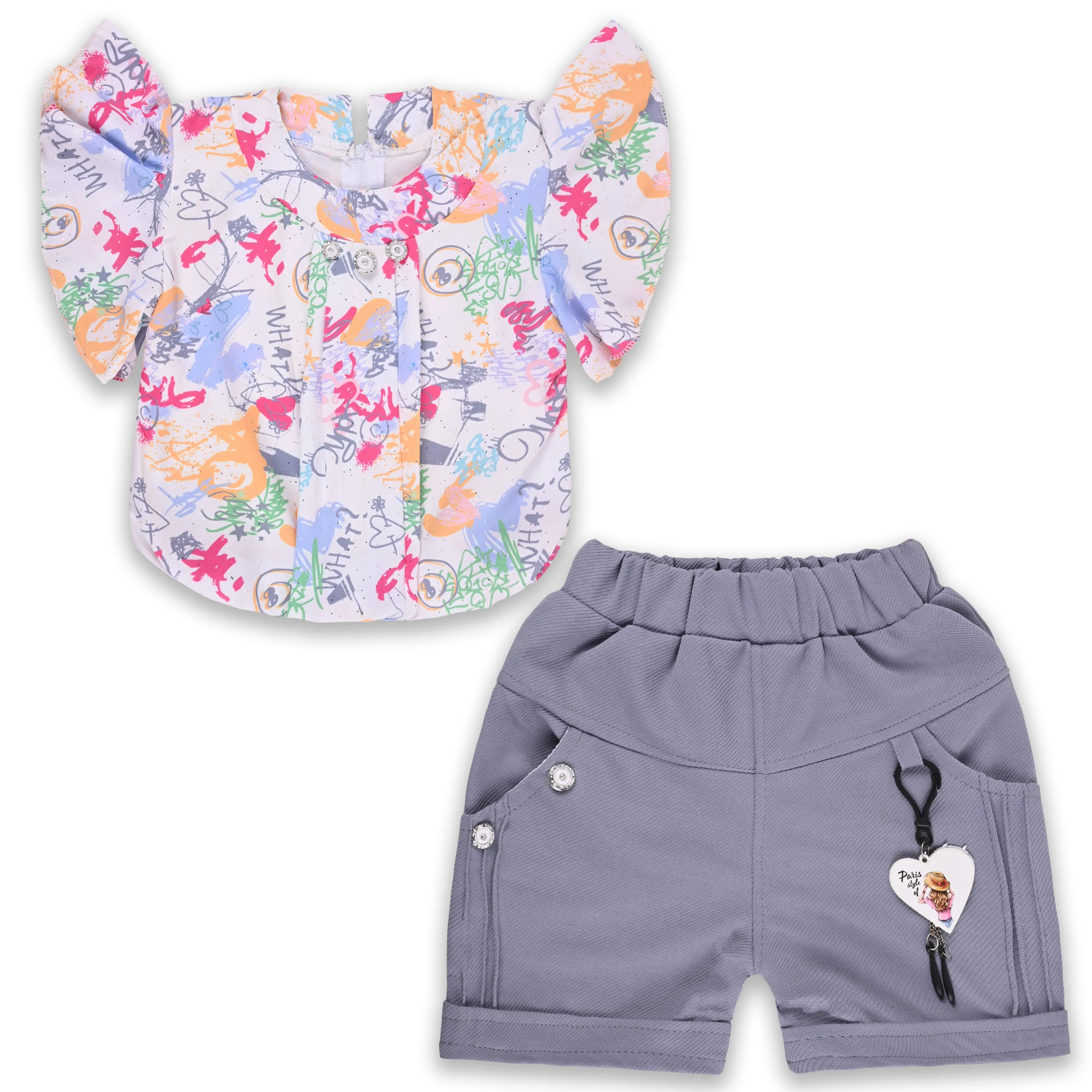 Baby Girls Printed Top and Shorts Clothing Set