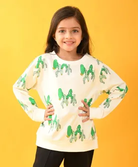CACTUS TERRY GIRLS SWEATSHIRT - WHITE