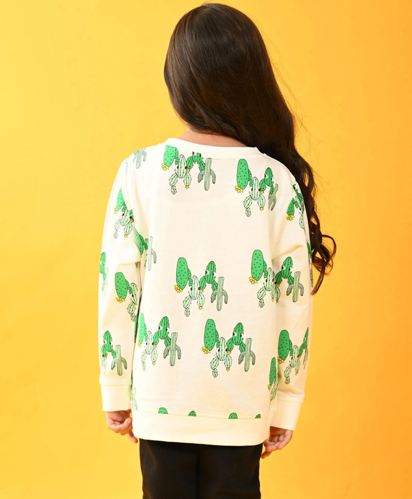 CACTUS TERRY GIRLS SWEATSHIRT - WHITE