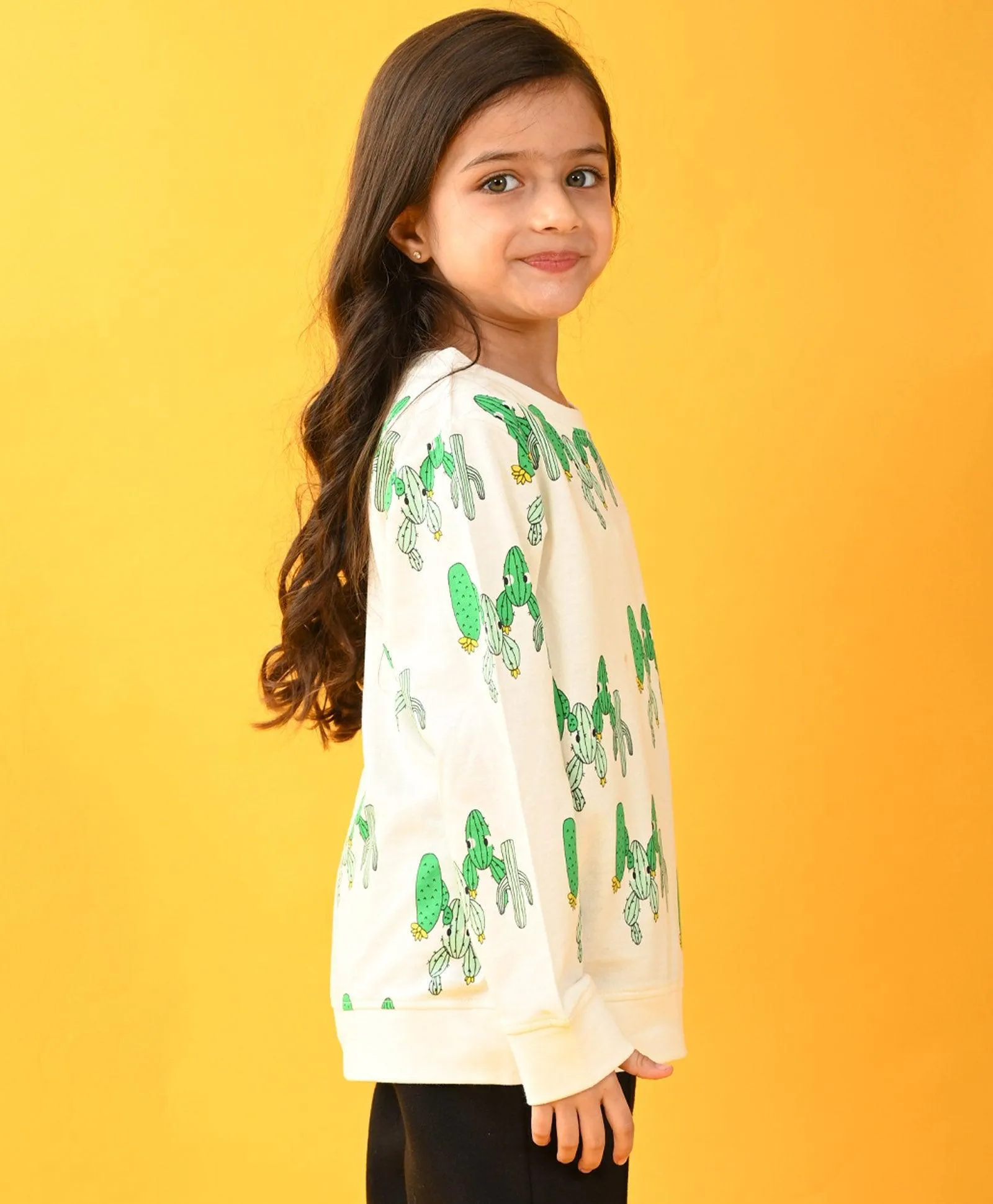 CACTUS TERRY GIRLS SWEATSHIRT - WHITE