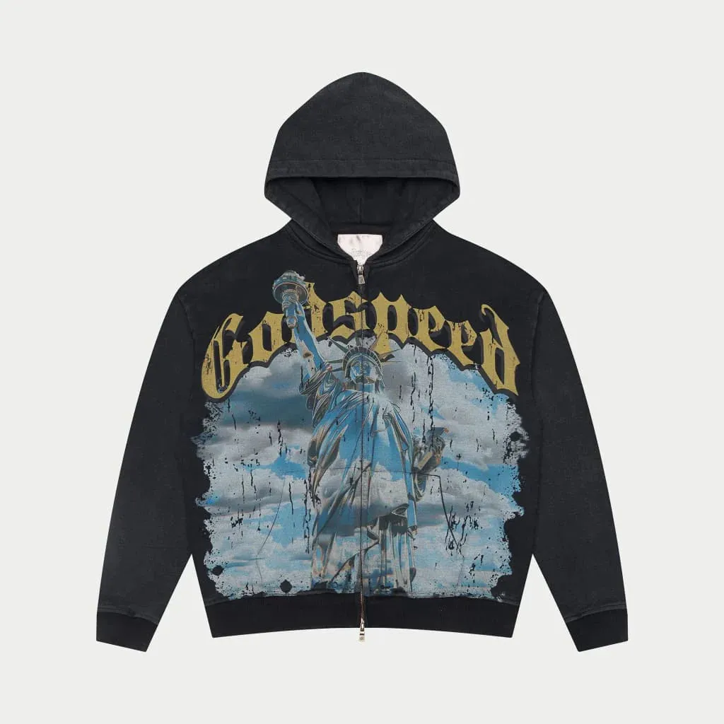 Chrome Liberty Zip Hoodie (Black Wash) - GCHLBZIPHDDBWSH