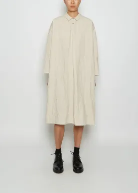 Crinkled Cotton Mini Placket Shirt Dress