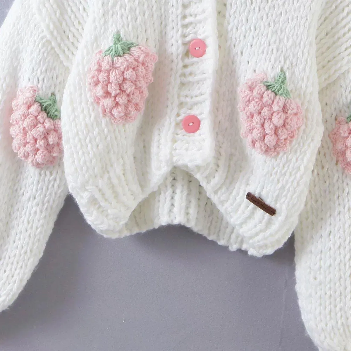 Cute Strawberry Handmade Cardigan Knitting Sweater