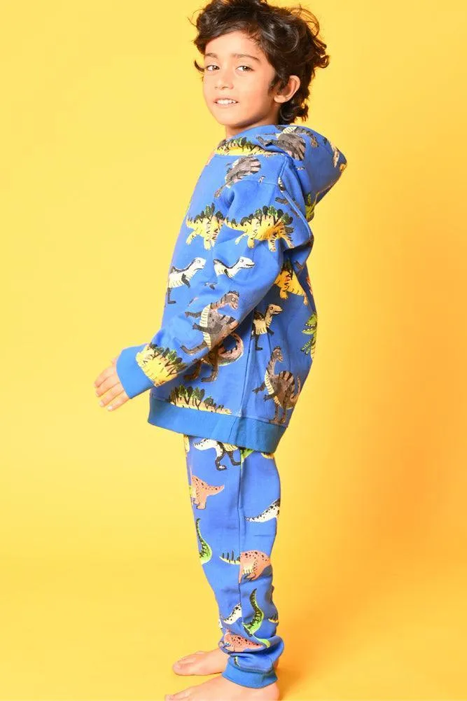 DINOSAUR FLEECE HOODIE SWEATSHIRT - BLUE