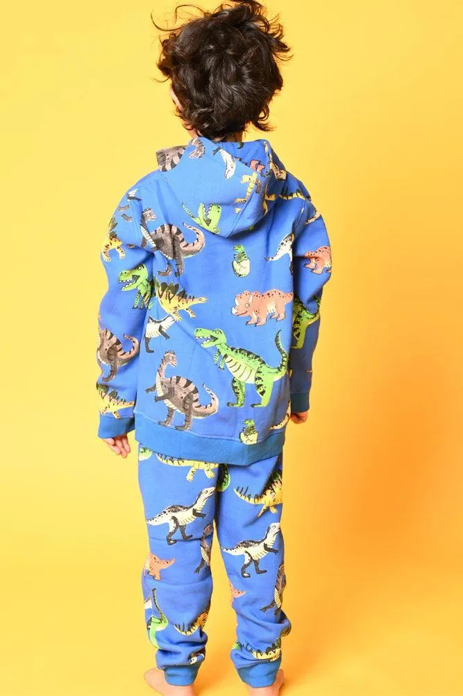 DINOSAUR FLEECE HOODIE SWEATSHIRT - BLUE
