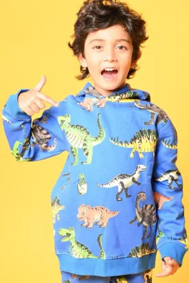 DINOSAUR FLEECE HOODIE SWEATSHIRT - BLUE