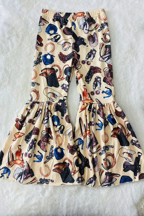 DLH1108-5 Fall western prints flare leg girls pant