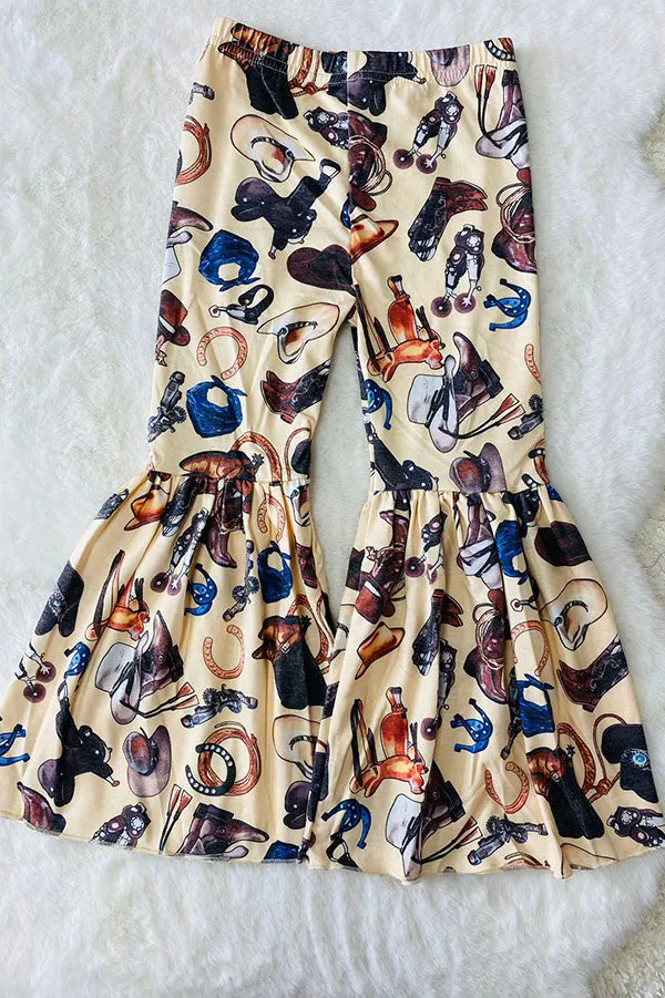 DLH1108-5 Fall western prints flare leg girls pant