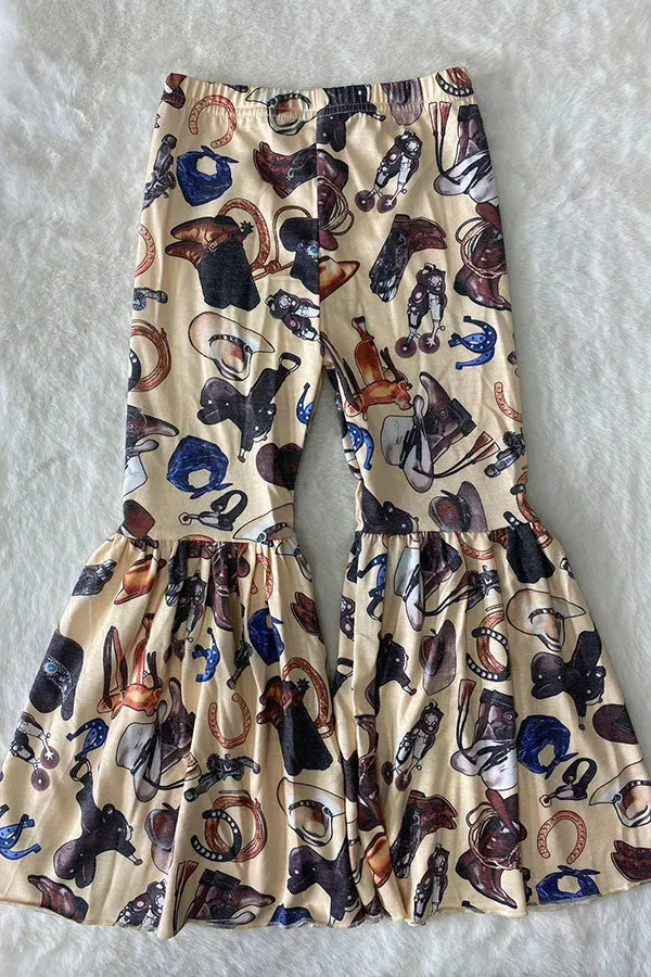 DLH1108-5 Fall western prints flare leg girls pant
