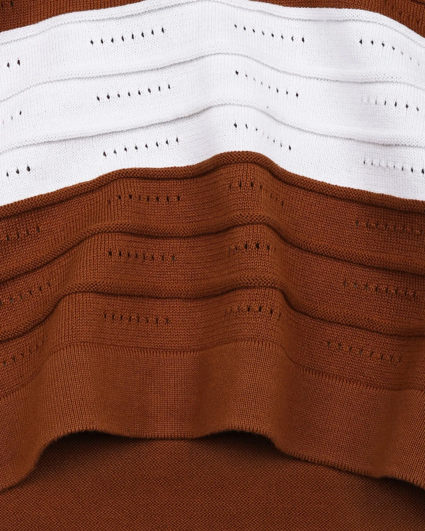 Eclair Brown Knitted Cotton Zipper Polo T-Shirt