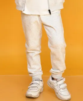 ECRU MELANGE BOYS FLEECE JOGGER - ECRU