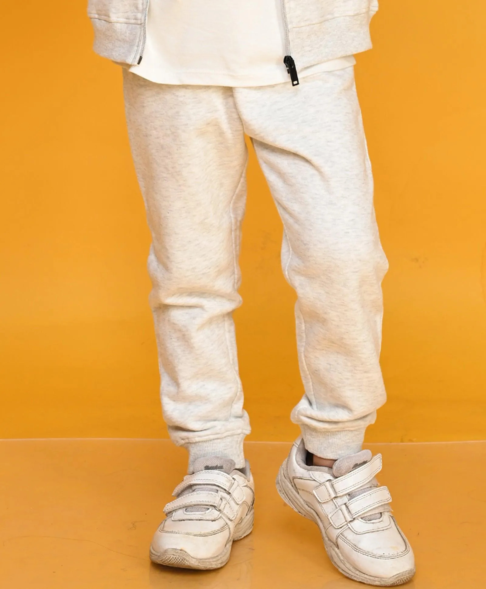 ECRU MELANGE BOYS FLEECE JOGGER - ECRU