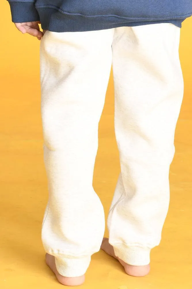 ECRU MELANGE FLEECE WARM BOYS JOGGER - ECRU