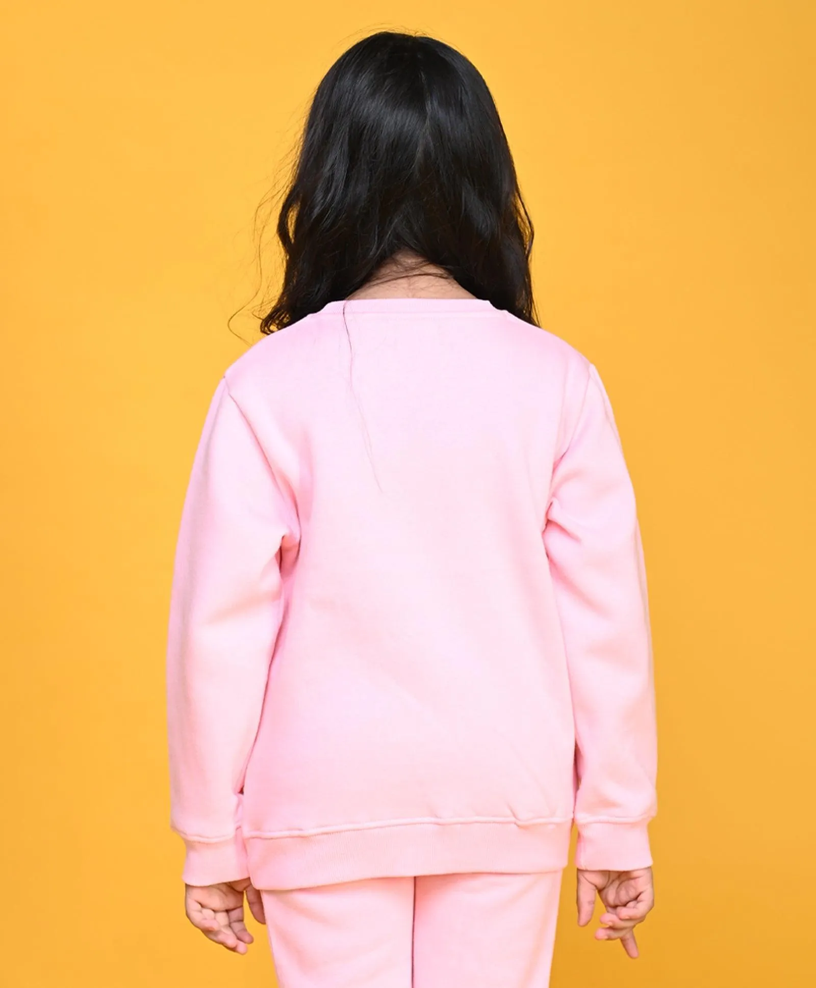 HEART BLACK GIRLS FLEECE SWEATSHIRT - PINK