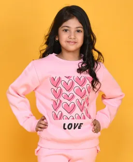 HEART BLACK GIRLS FLEECE SWEATSHIRT - PINK