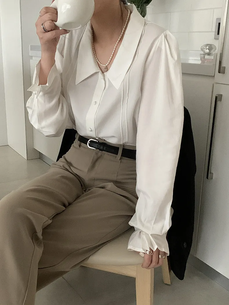 [Korean Style] Chelsea Collared Puff Sleeve Button-down Blouse