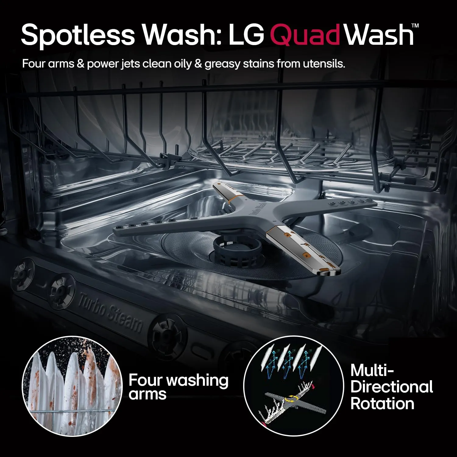 LG DFB424FM 14 Place Setting Dishwasher | TrueSteam, QuadWash, EasyRack Plus, Wi-Fi Enabled, Matte Black, Inverter Direct Drive Motor | Freestanding Dishwasher for Indian Kitchens