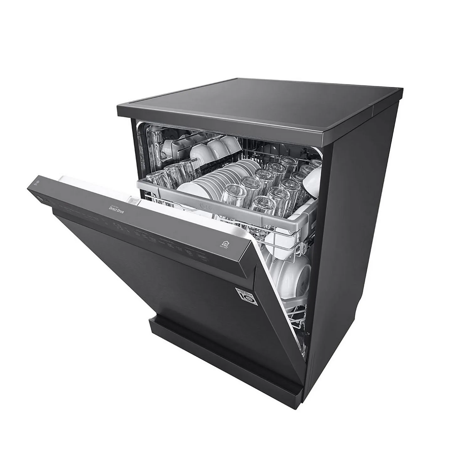 LG DFB424FM 14 Place Setting Dishwasher | TrueSteam, QuadWash, EasyRack Plus, Wi-Fi Enabled, Matte Black, Inverter Direct Drive Motor | Freestanding Dishwasher for Indian Kitchens
