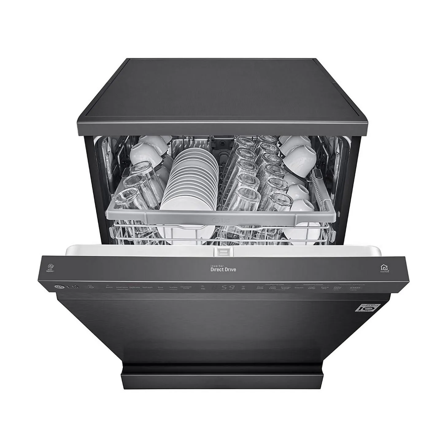 LG DFB424FM 14 Place Setting Dishwasher | TrueSteam, QuadWash, EasyRack Plus, Wi-Fi Enabled, Matte Black, Inverter Direct Drive Motor | Freestanding Dishwasher for Indian Kitchens
