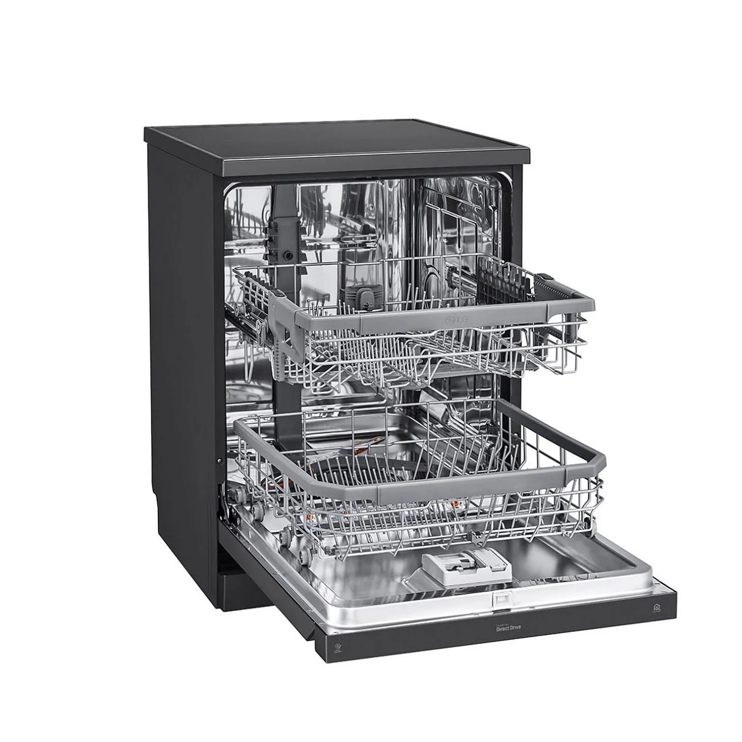 LG DFB424FM 14 Place Setting Dishwasher | TrueSteam, QuadWash, EasyRack Plus, Wi-Fi Enabled, Matte Black, Inverter Direct Drive Motor | Freestanding Dishwasher for Indian Kitchens