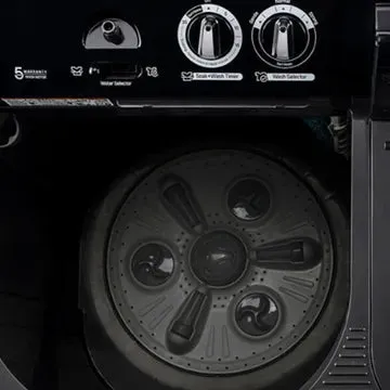 LG P8535SLMZ 8.5Kg Semi Automatic Top Load Washing Machine, Roller Jet Pulsator   Soak, Full Black