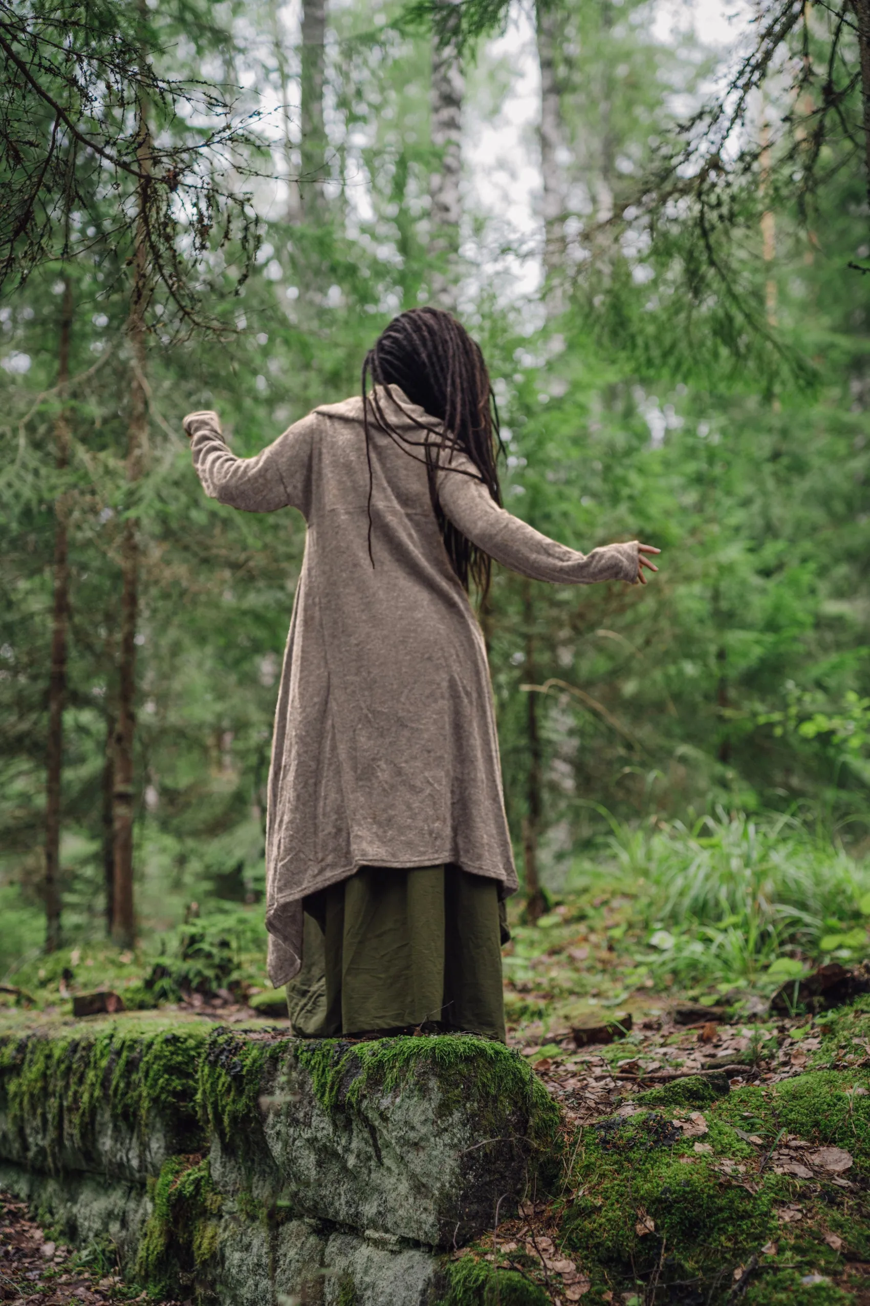 Long Hooded Sweater Coat Sheela Beige