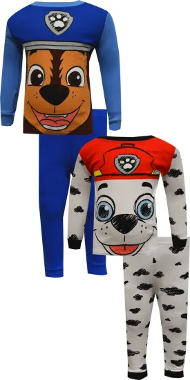Paw Patrol Chase and Marshall 4 Piece Toddler Cotton Pajamas