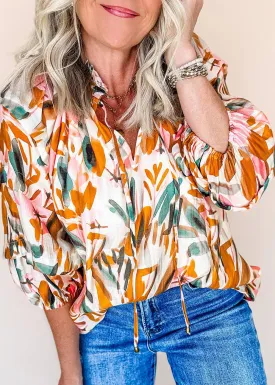 Print 3/4 Sleeve Blouse
