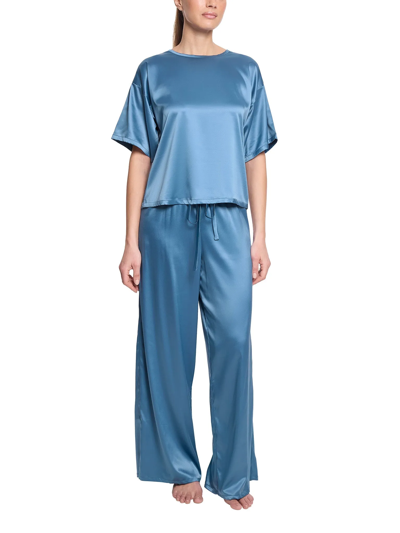 Satin Sleep Pant Bath Time Blue Sale