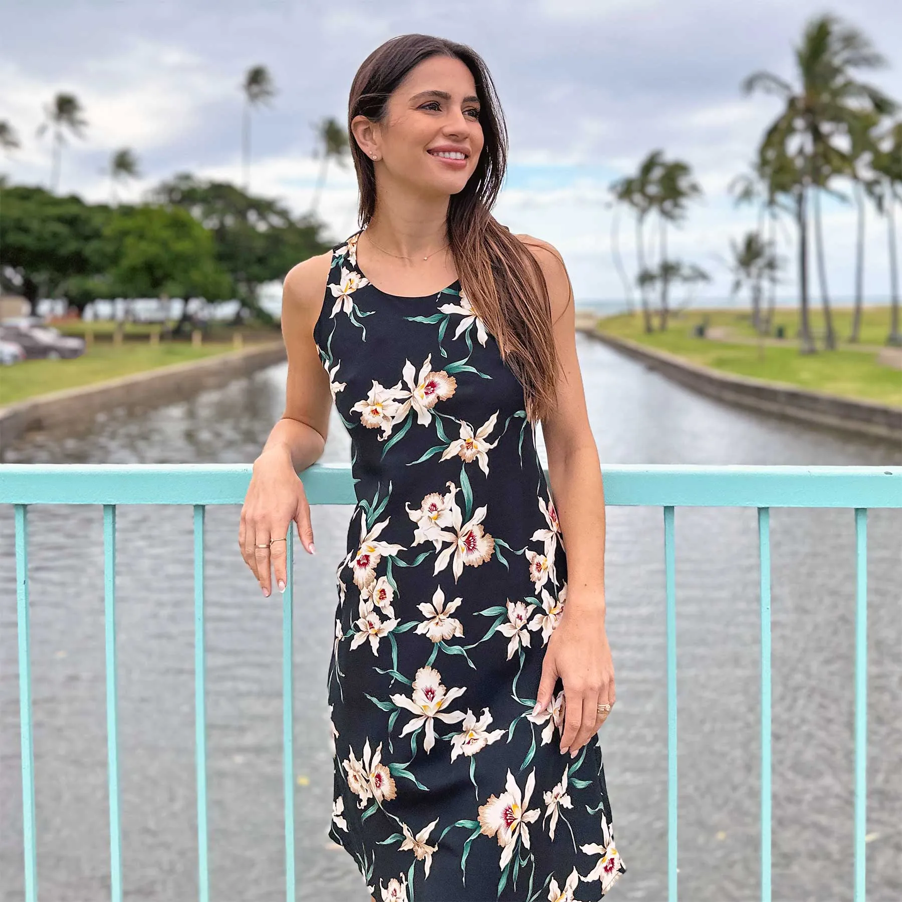 Star Orchid Black Tank Dress