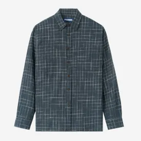 Summer Classic Long Sleeve Shirt - Navy Blue Square