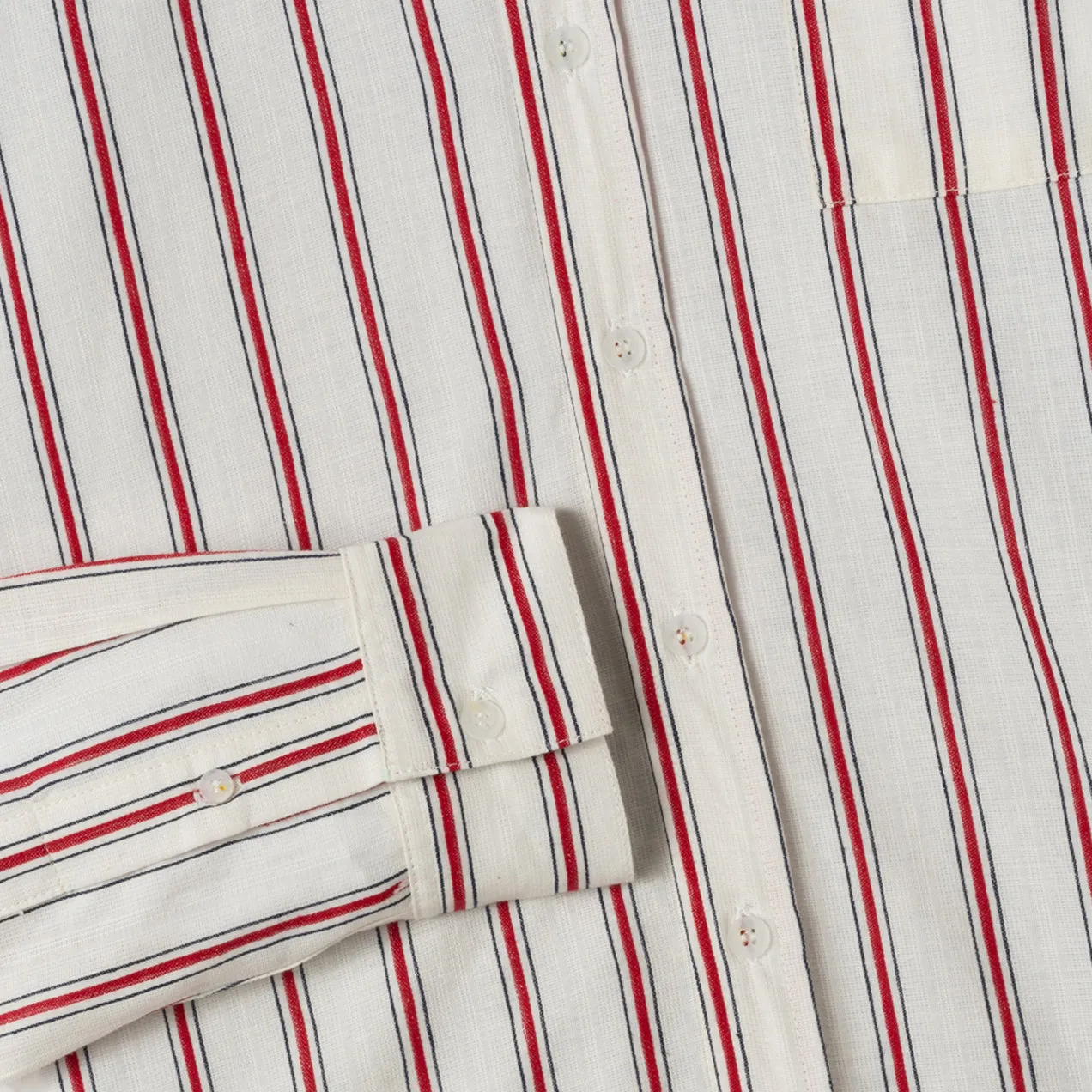 Sunny Vacation Long Sleeve Striped Shirt - Red White