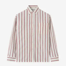 Sunny Vacation Long Sleeve Striped Shirt - Red White