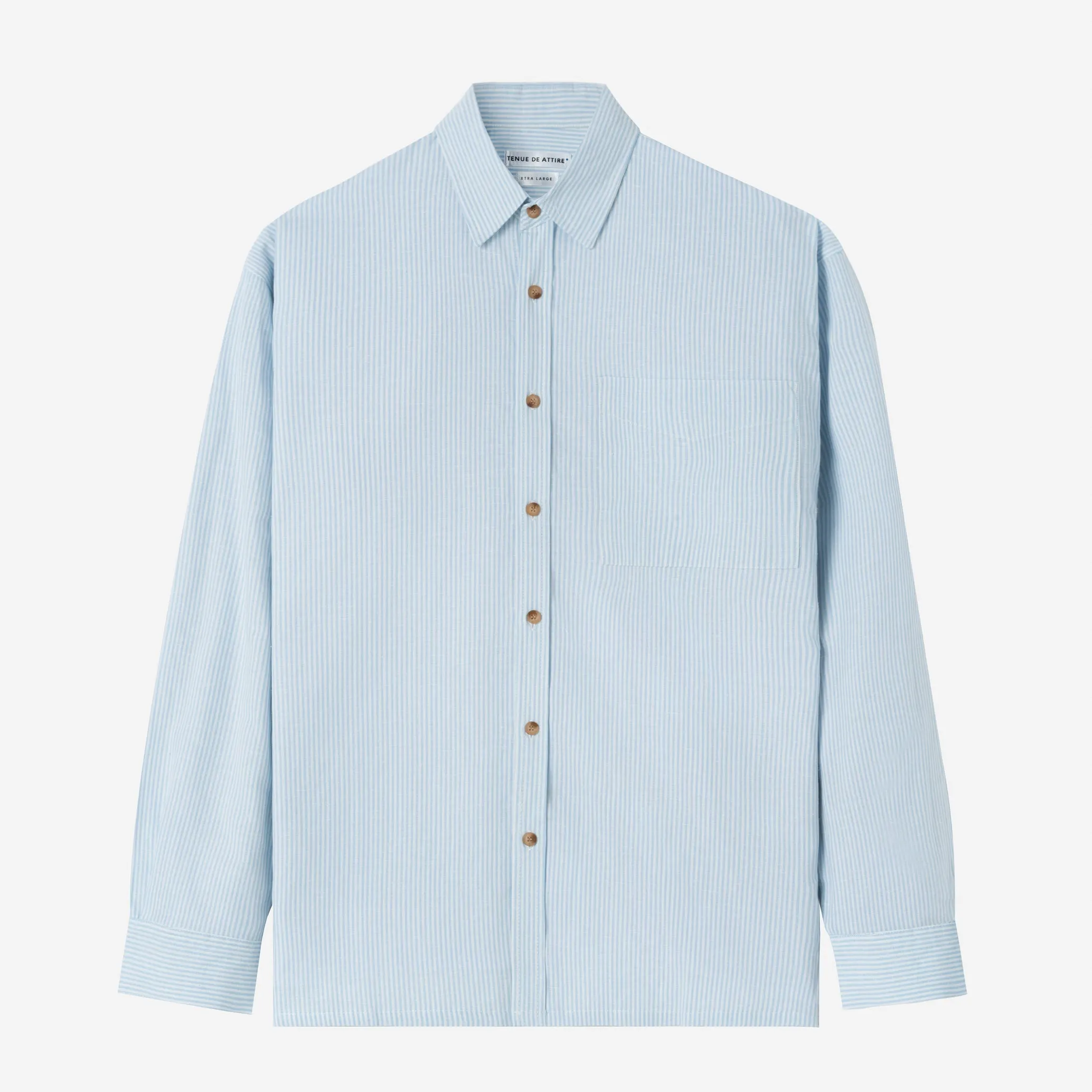 Sunny Vacation Long Sleeve Striped Shirt - Sky Blue White
