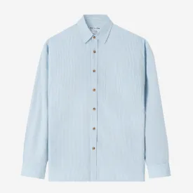 Sunny Vacation Long Sleeve Striped Shirt - Sky Blue White