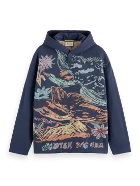 Swan Artwork Jacquard Hoodie (Navy) - SS176743410
