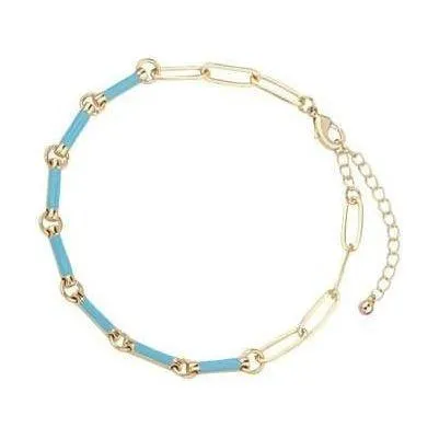 Teal Acrylic Bar and Gold Chain Anklet