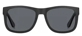 Tommy Hilfiger TH 1556/S 08A_IR Rectangle Plastic Black Sunglasses with Grey Lens