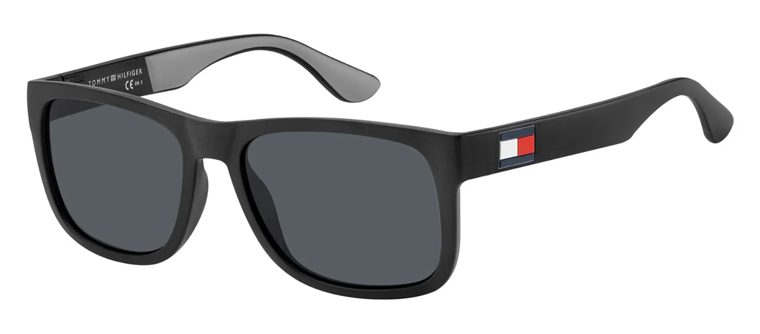 Tommy Hilfiger TH 1556/S 08A_IR Rectangle Plastic Black Sunglasses with Grey Lens