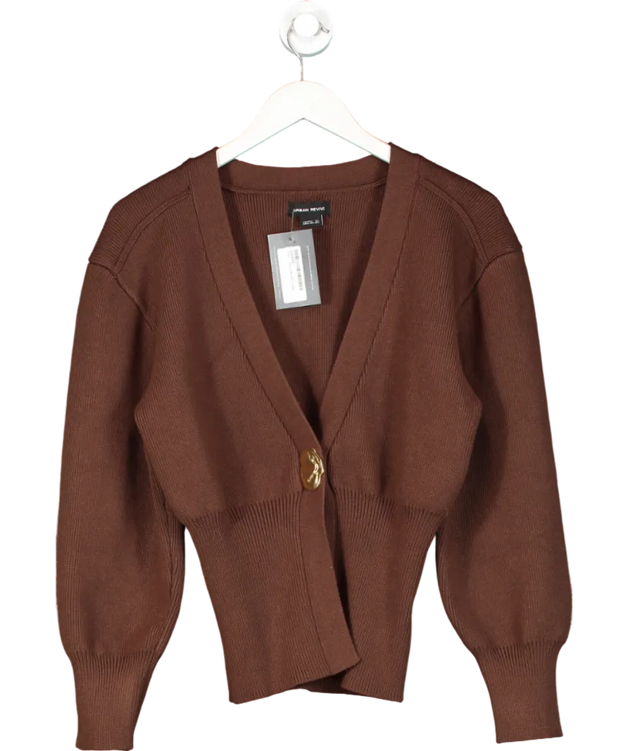 Urban Revivo Brown V Neck Knitted Cardigan UK 8