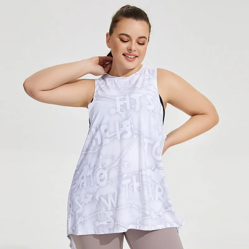 Wholesale Plus Size Womens Clothing Hollow Breathable Sports Sleeveless Loose Tank Tops